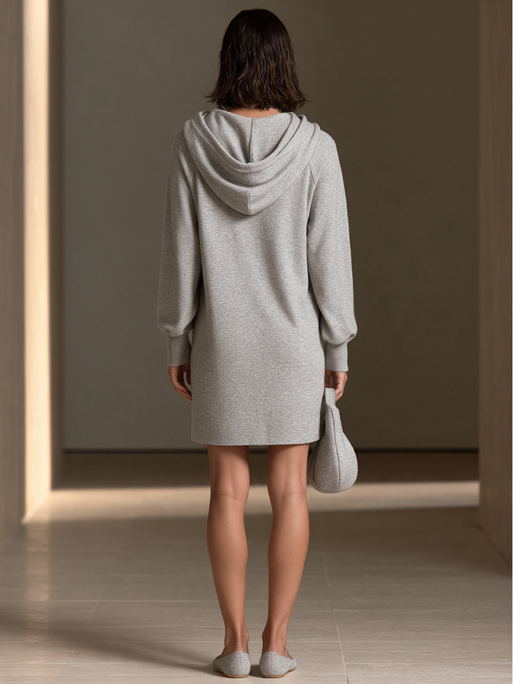 Women's Twist Front Relaxed Casual Hooded Mini Dress MDZ0404I3GMJ