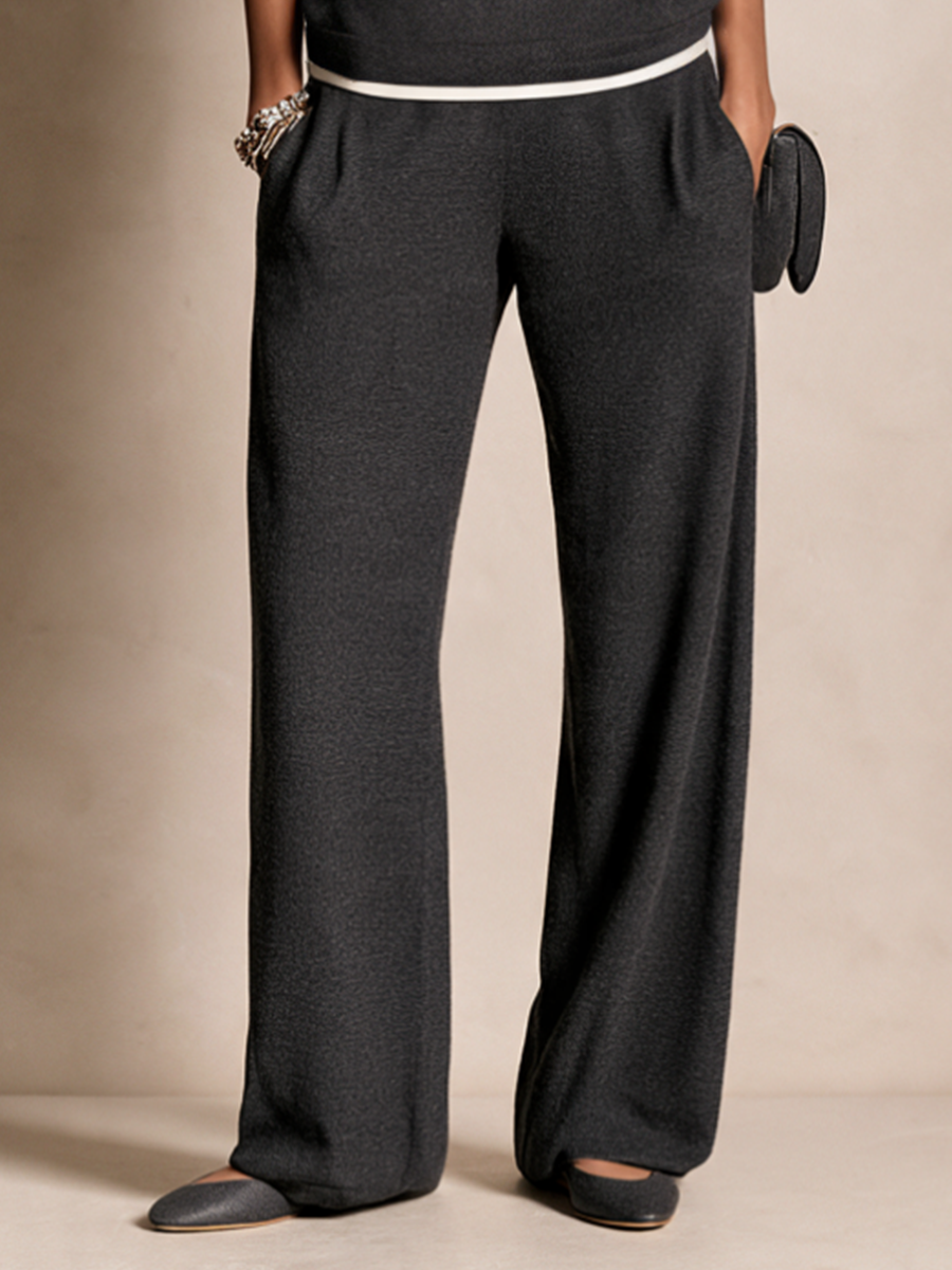 Conjunto de pantalón de pernera ancha con capucha y nudo delantero para mujer MDZ0421I4GMJ