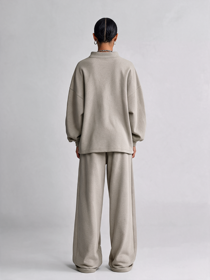 Women's Half‑Zip Stand‑Collar Oversized Sweatshirt MDZ0748I3R