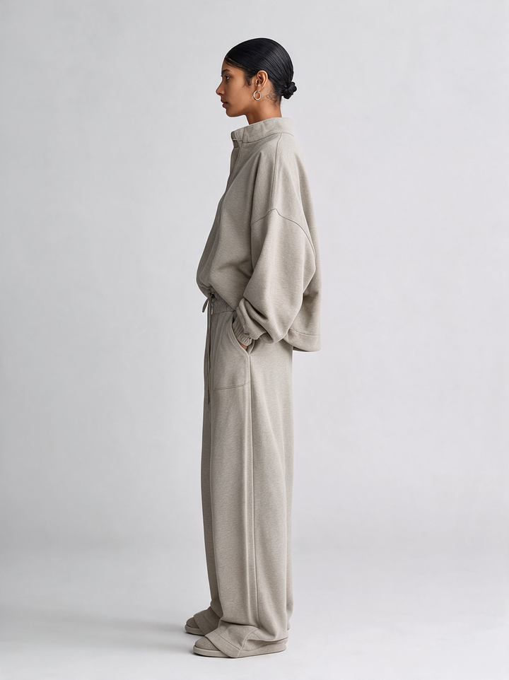 Women's Half‑Zip Stand‑Collar Oversized Sweatshirt MDZ0748I3R