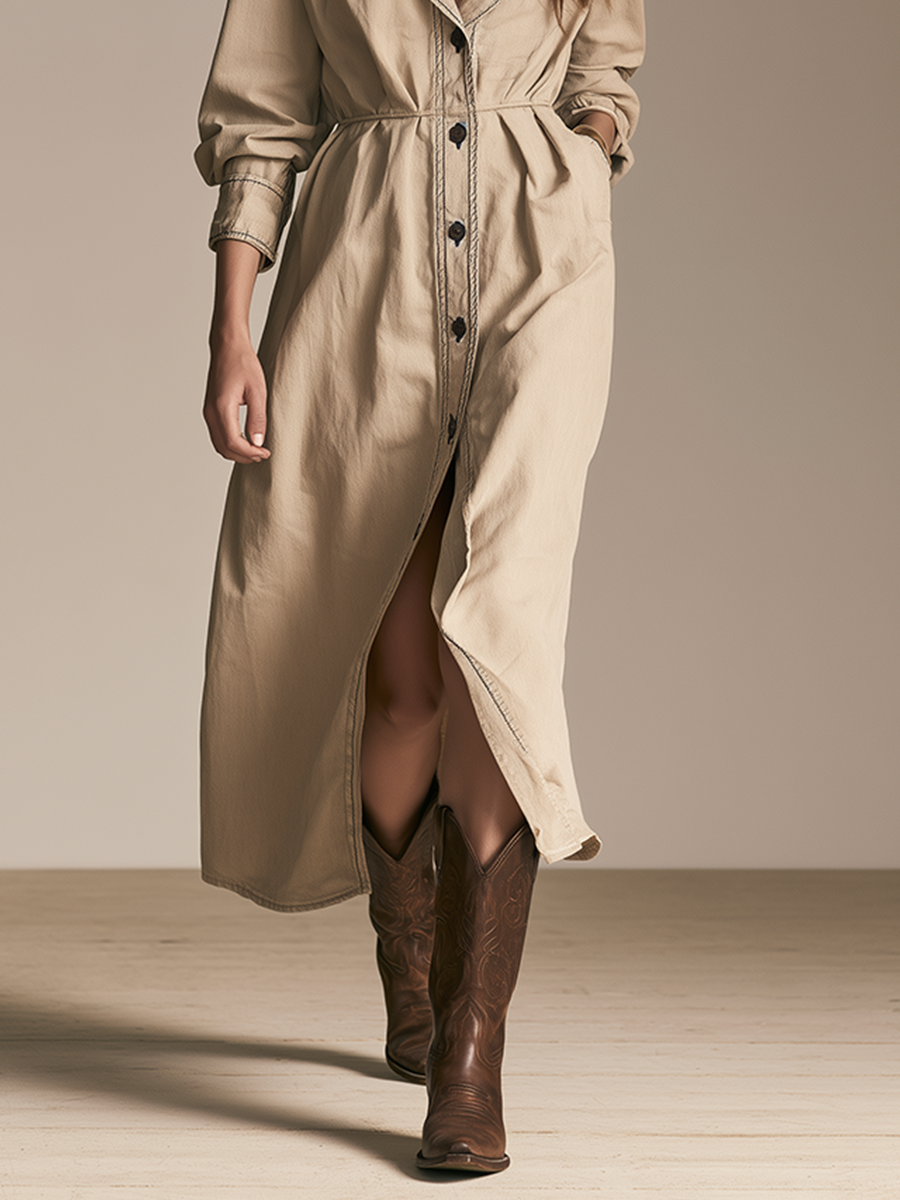 Women Fitted Cotton Long Sleeve Trench Coat For Daily Street Wear MDZ0729I3LYL