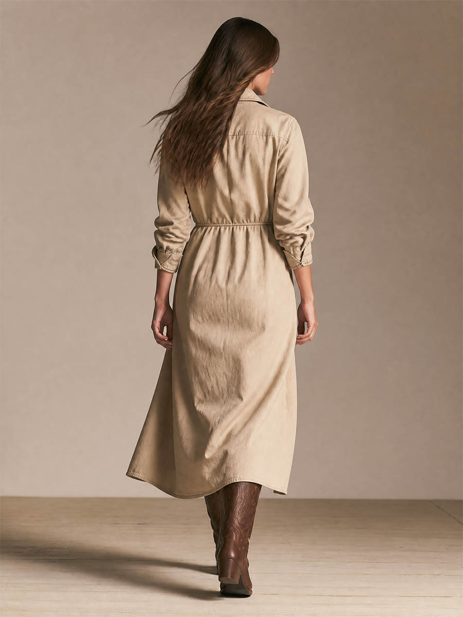 Women Fitted Cotton Long Sleeve Trench Coat For Daily Street Wear MDZ0729I3LYL