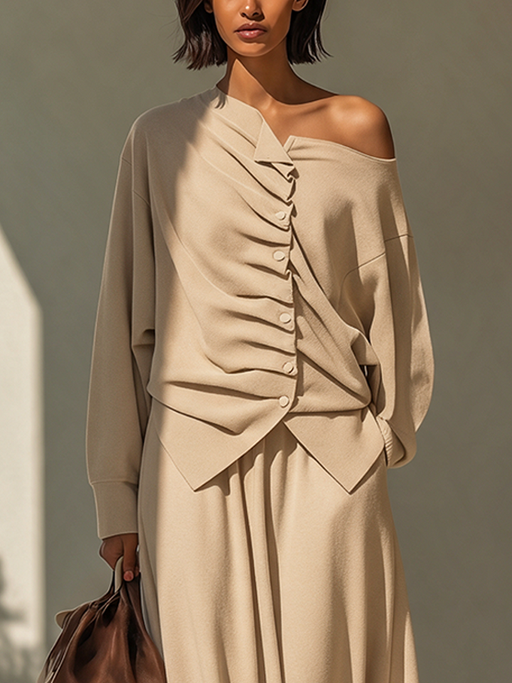 Women's Asymmetric Twist-Detail Knit Set