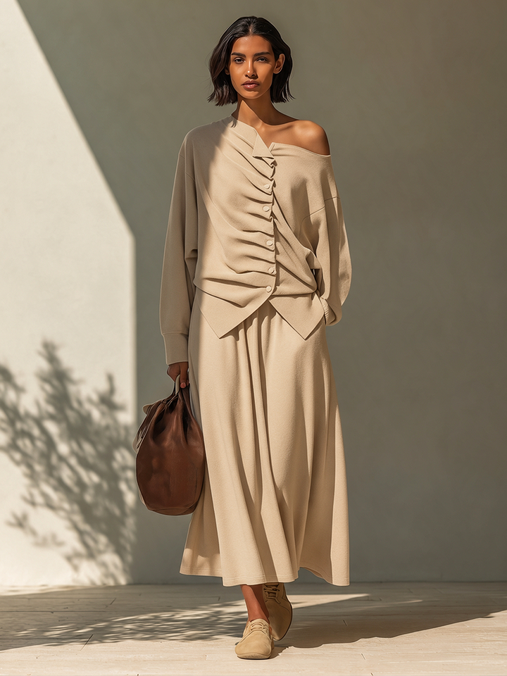 Women's Asymmetric Twist-Detail Knit Set