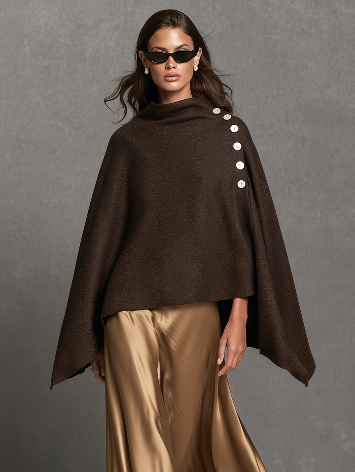 Chal de mezcla de lana marrón oscuro informal para mujer