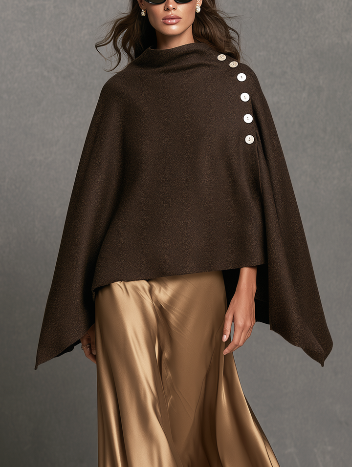 Chal de mezcla de lana marrón oscuro informal para mujer