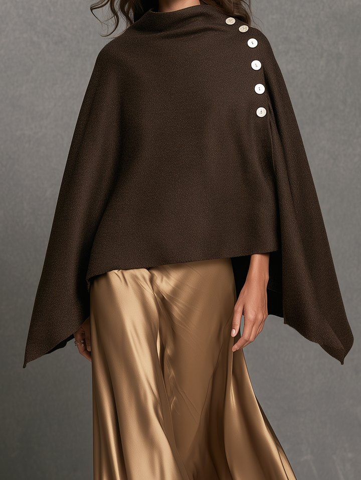 Chal de mezcla de lana marrón oscuro informal para mujer