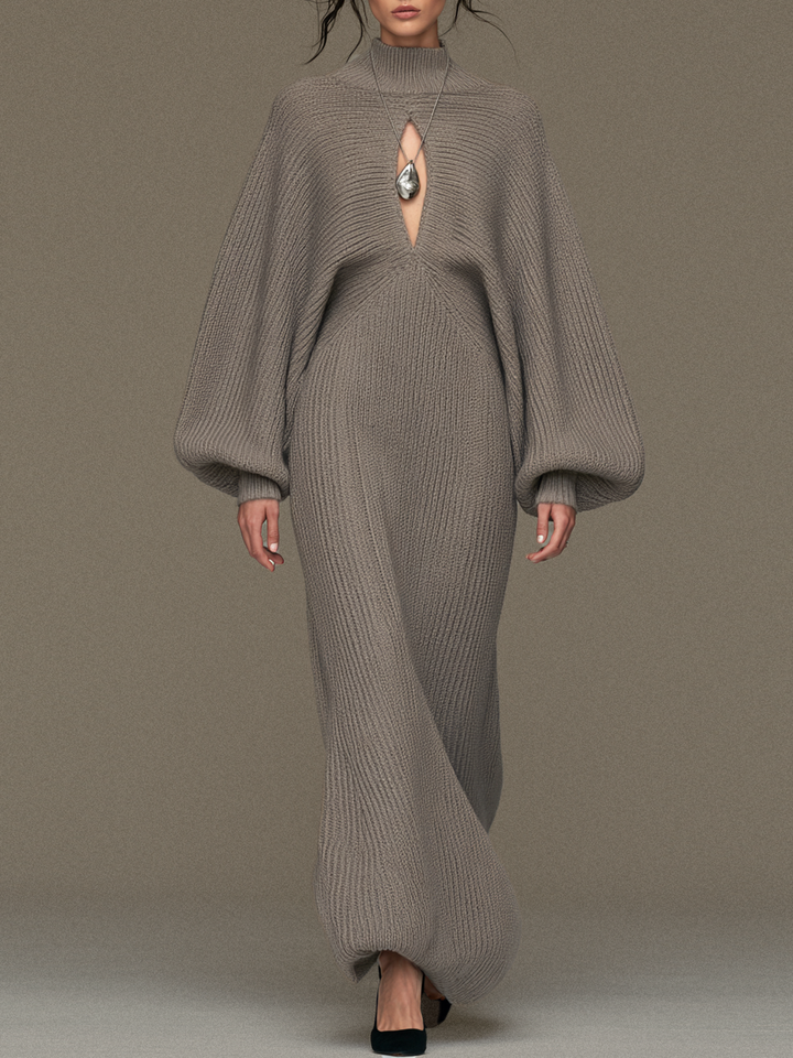 Women's Vintage Cut-Out Mock-Neck Sweater Dress