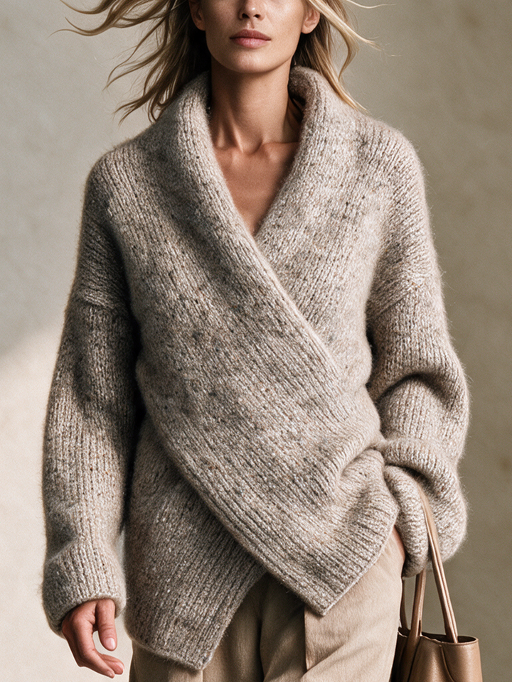 Women's Wrap Shawl Collar Knit Sweater