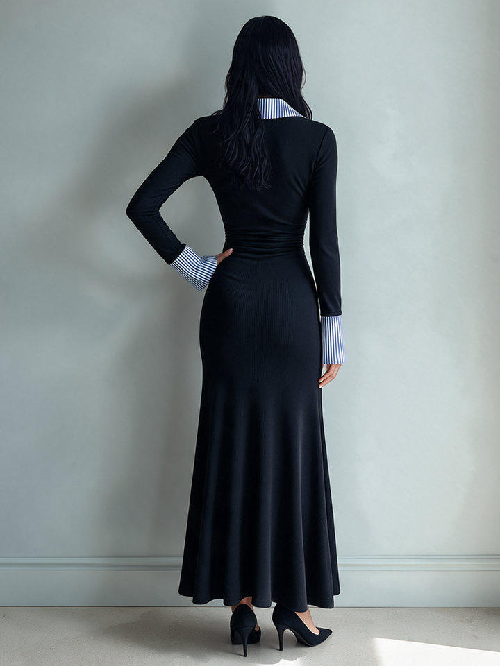 Vestido de punto acanalado de cola de pez "simula dos piezas" ajustado y sofisticado para mujer
