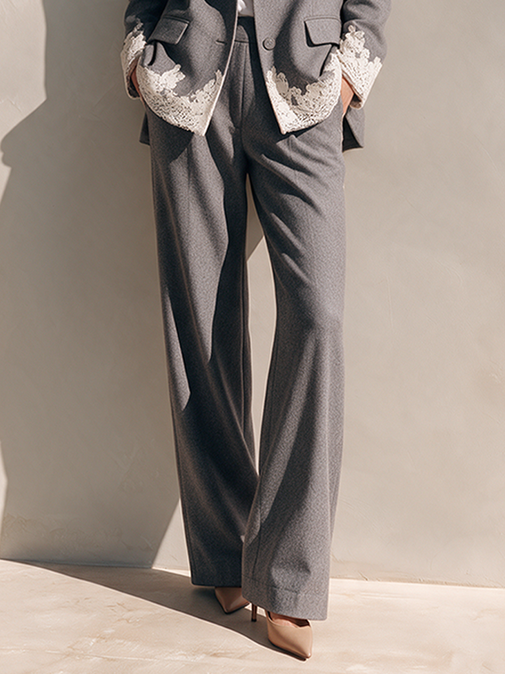 Conjunto de traje casual para mujer con detalles de encaje