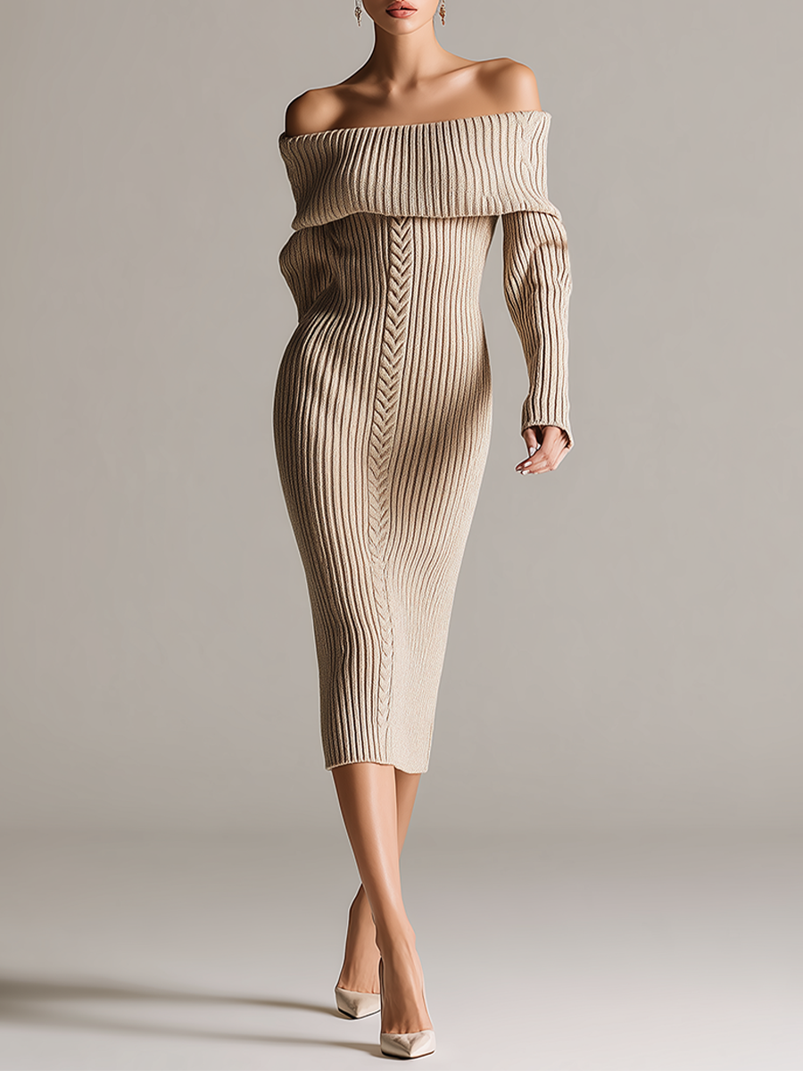 Women's Cable Knit Date Night Midi Dress