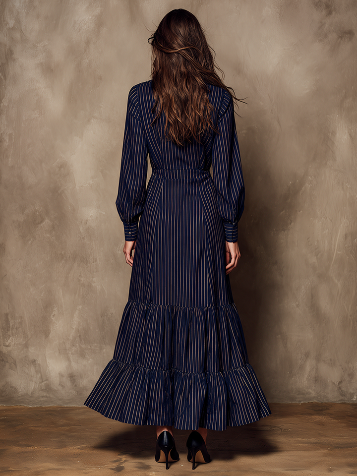 Women's Vertical-Stripe Long Shirt Dress