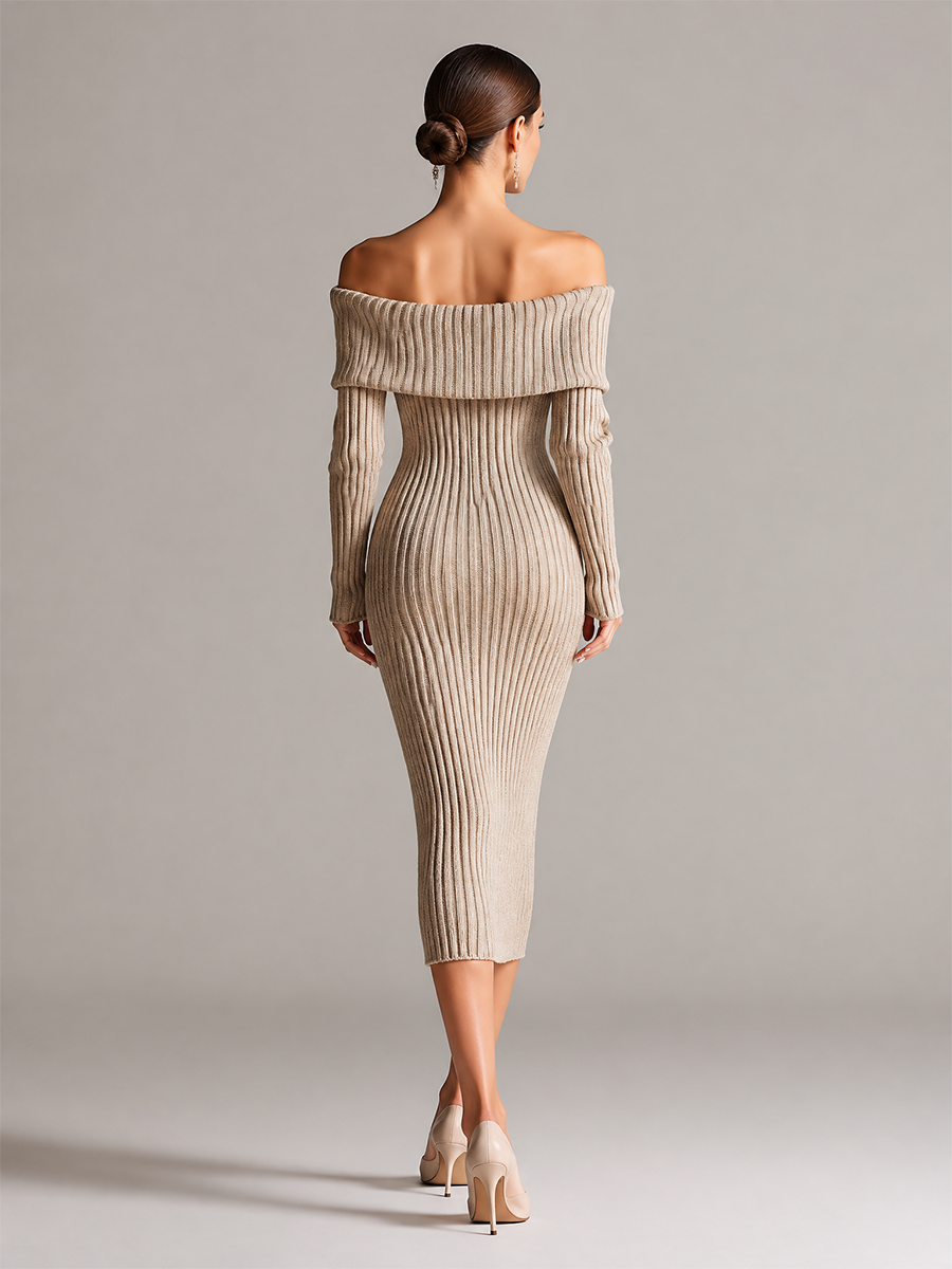 Women's Cable Knit Date Night Midi Dress