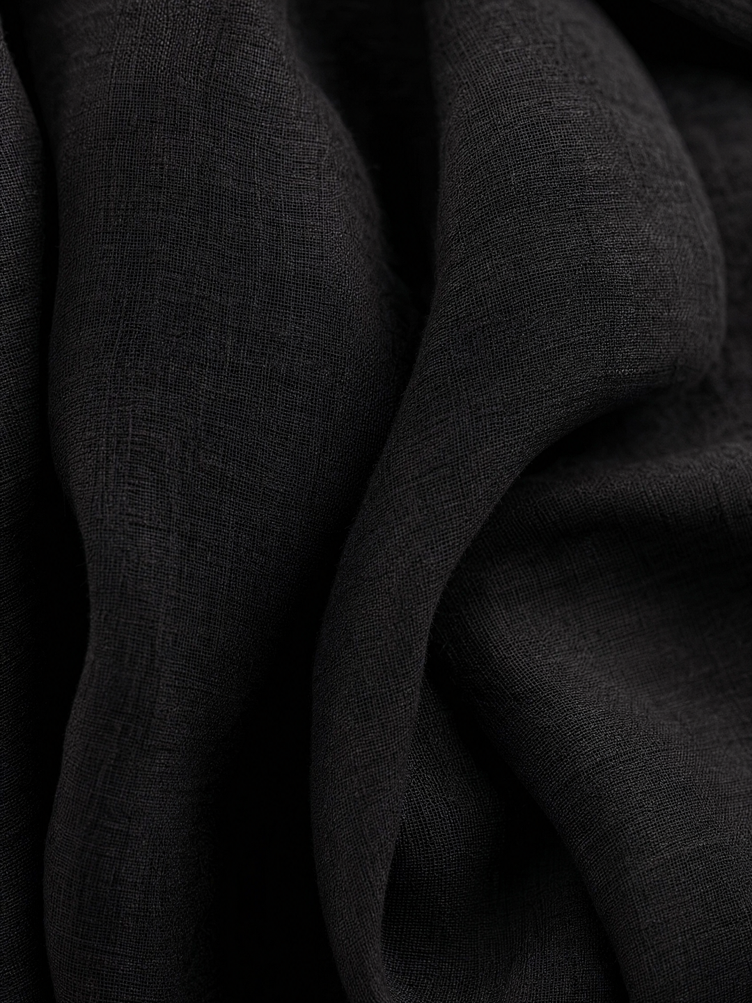 Women's Elegant Black Cotton And Linen Round-neck Sleeveless Top And Trousers Set MDZ1441A4AN
