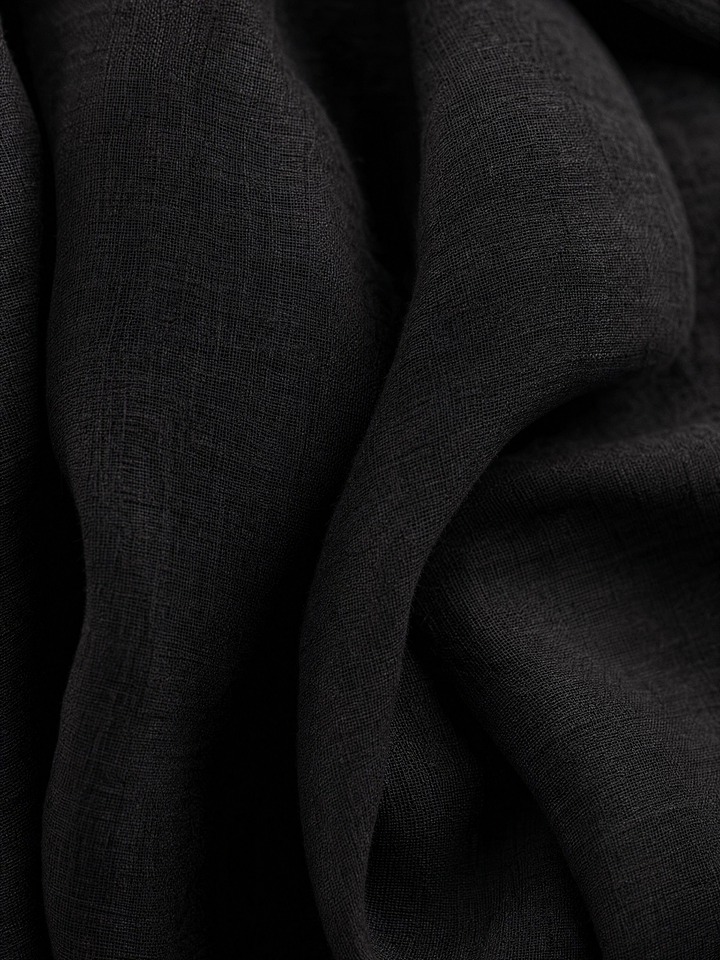 Women's Elegant Black Cotton And Linen Round-neck Sleeveless Top And Trousers Set MDZ1441A4AN